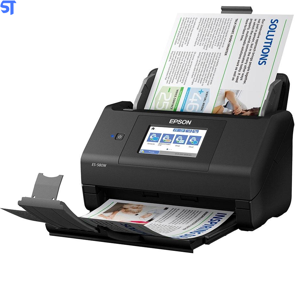 Scanner De Mesa Epson WorkForce ES-580W, Duplex Colorido, Capacidade 100 Folhas, USB, Bivolt, Preto - B11B258201