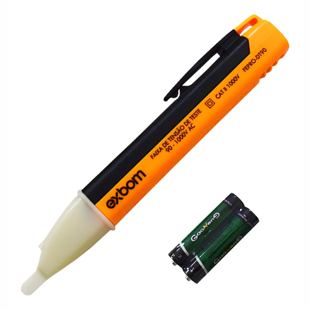 Caneta Detectora De Tensão Com Luz e Alerta Sonoro 90v a 1000v AC Exbom FEPRO-DT90