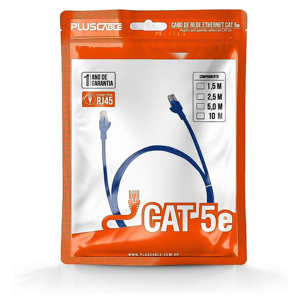 Cabo de Rede Cat.5E 5M PC-ETHU50BL Patch Cord PlusCable