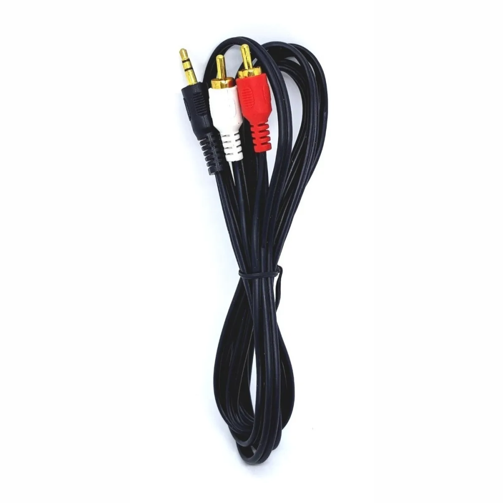 Cabo De Áudio Auxiliar P2 X 2 Rca Macho Dourado Som Estéreo Xtrad XT-5012