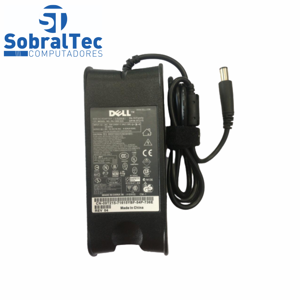 Fonte Carregador Para Notebook Dell 19,5V 4,62A 90W 7.4 x 5.0mm PA-10