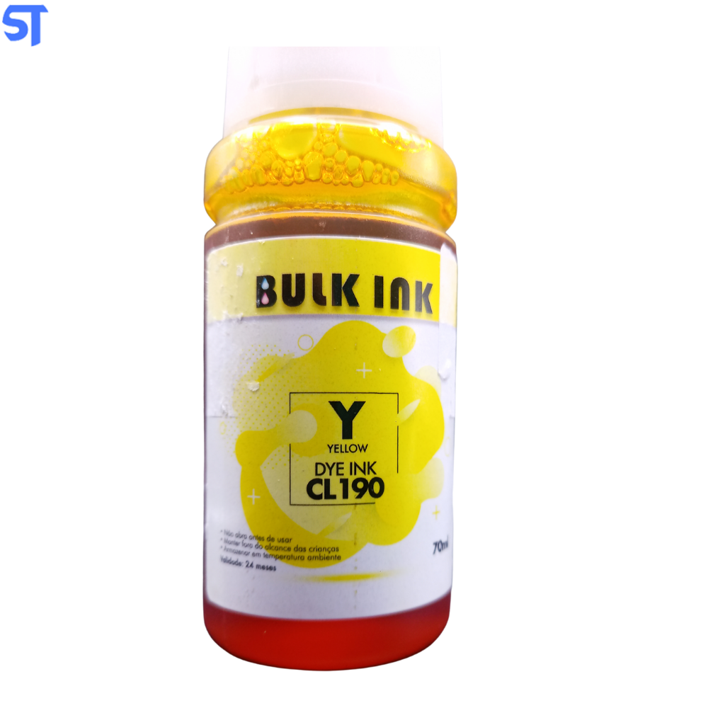 Refil De Tinta Bulk Ink compativel Canon Dye Ink BK CL190bk  CL-190 70ML Yelow para G1100 G3110 G3111 G4100 G4110