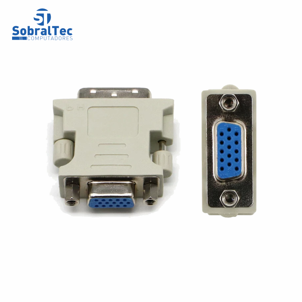 Adaptador Conversor DVI-I 24+5 Macho x VGA Fêmea Para Pc, Notebook, Placas De Vídeo
