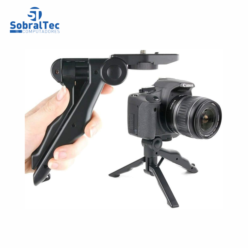 Suporte De Mão e Mini Tripé Ajustável 360 Para Celulares e Cameras Com Adaptador Gopro