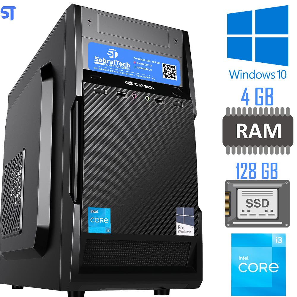 Computador Core i3-2100-HD SSD 120GB -Memória Ram 4GB- Com Monitor 19 HDMI- Teclado, Mouse e MousePad- Windows 10
