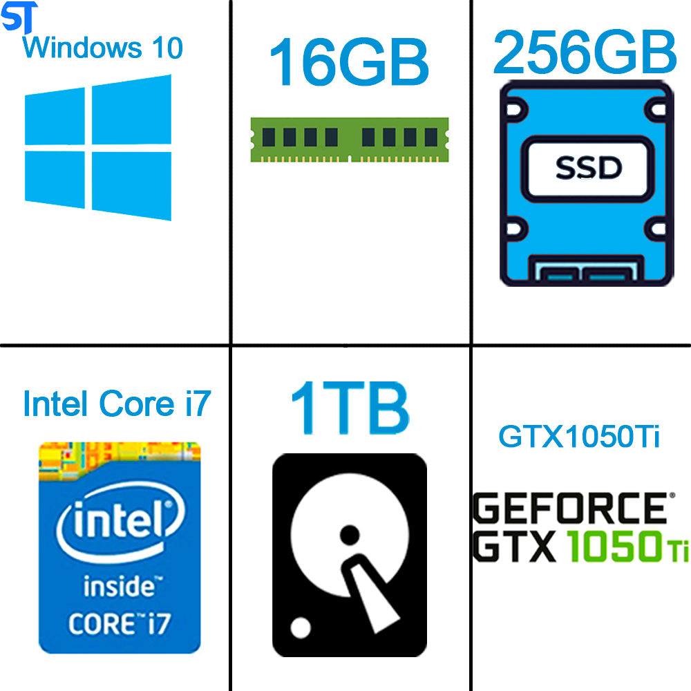 Computador Gamer Core i7 3770-HD 1TB + SSD 256GB -Mem 16 GB DDR4- PLaca de Video 4GB GTX1050Ti- Fonte Real 650W