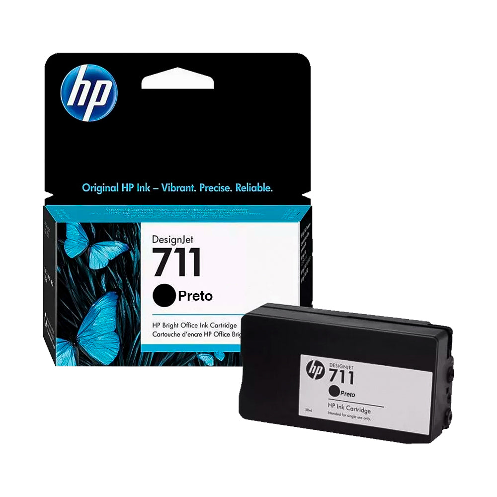 Cartucho de Tinta HP DesignJet 711 | T120, T130, T520 | 38ml Preto HP Original - CZ129AB