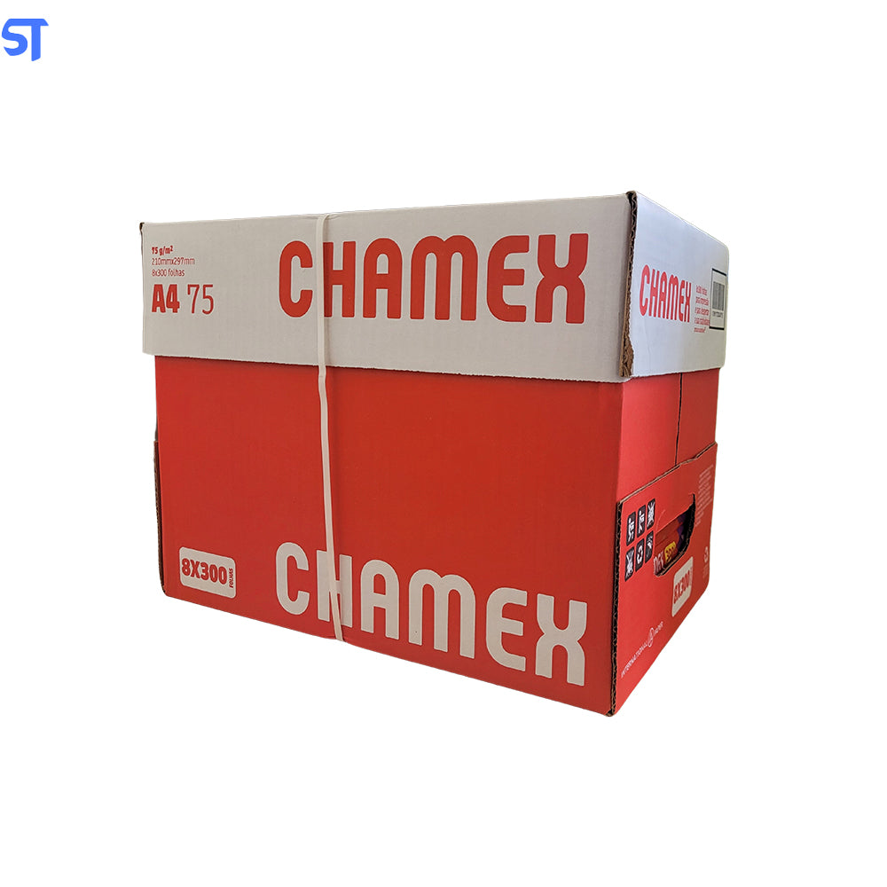 Caixa Com 8 Resmas de Papel Chamex A4 75g/m 210mm x 297mm Office Branco 300 Folhas