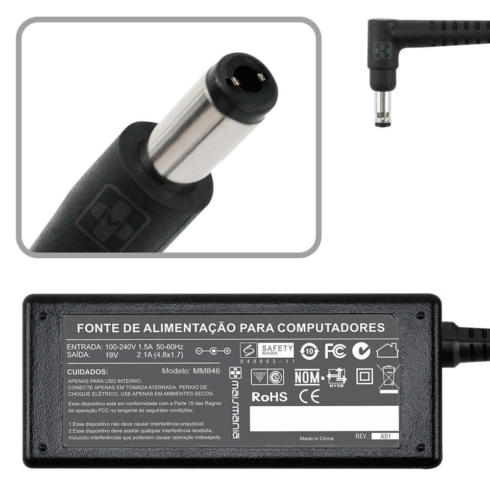 Fonte Notebook Itautec Positivo 19v 2,1a Pino 4.8mm X 1.7