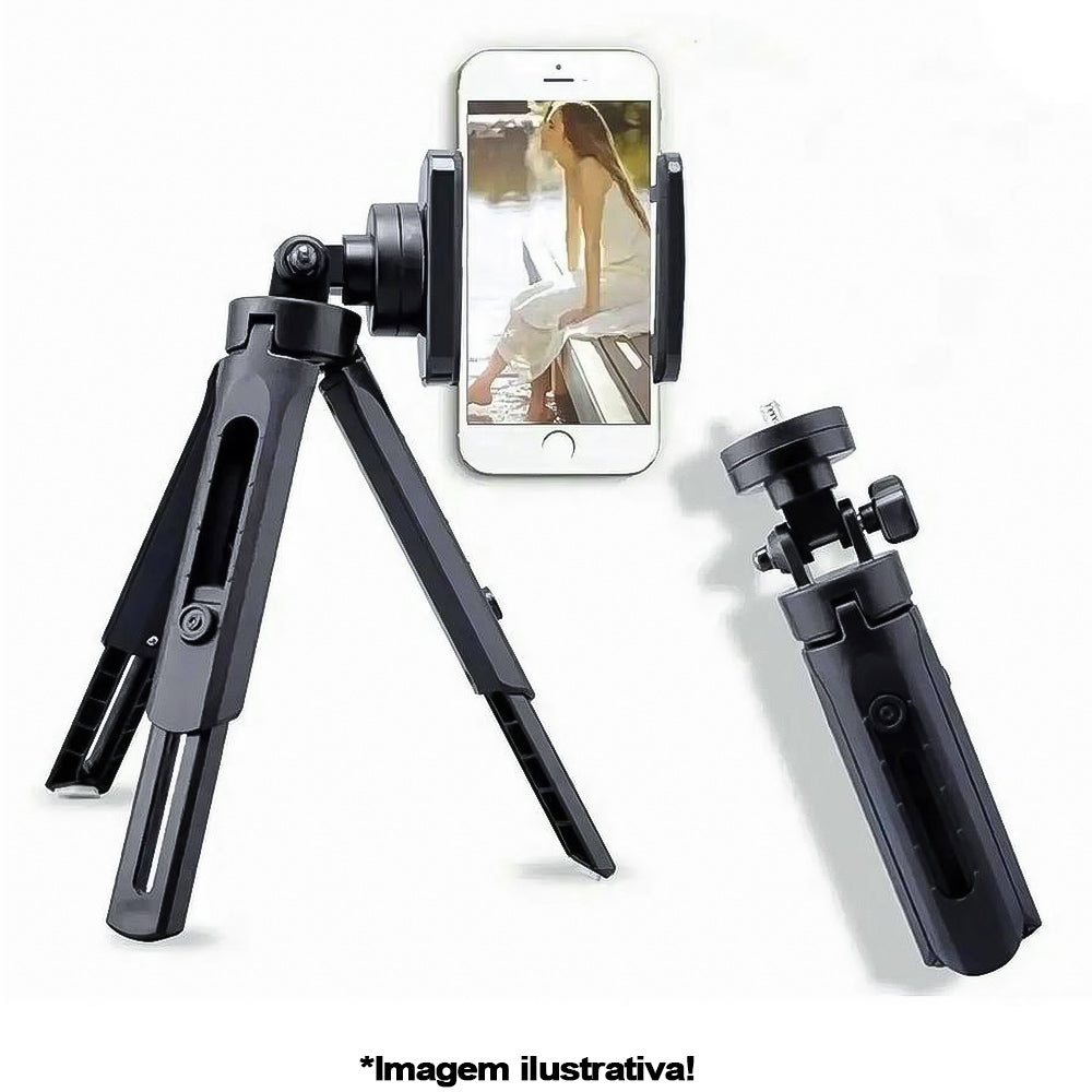 Suporte Tripe Ajustavel 360-Graus Ate 28 Cm Tripod Preto