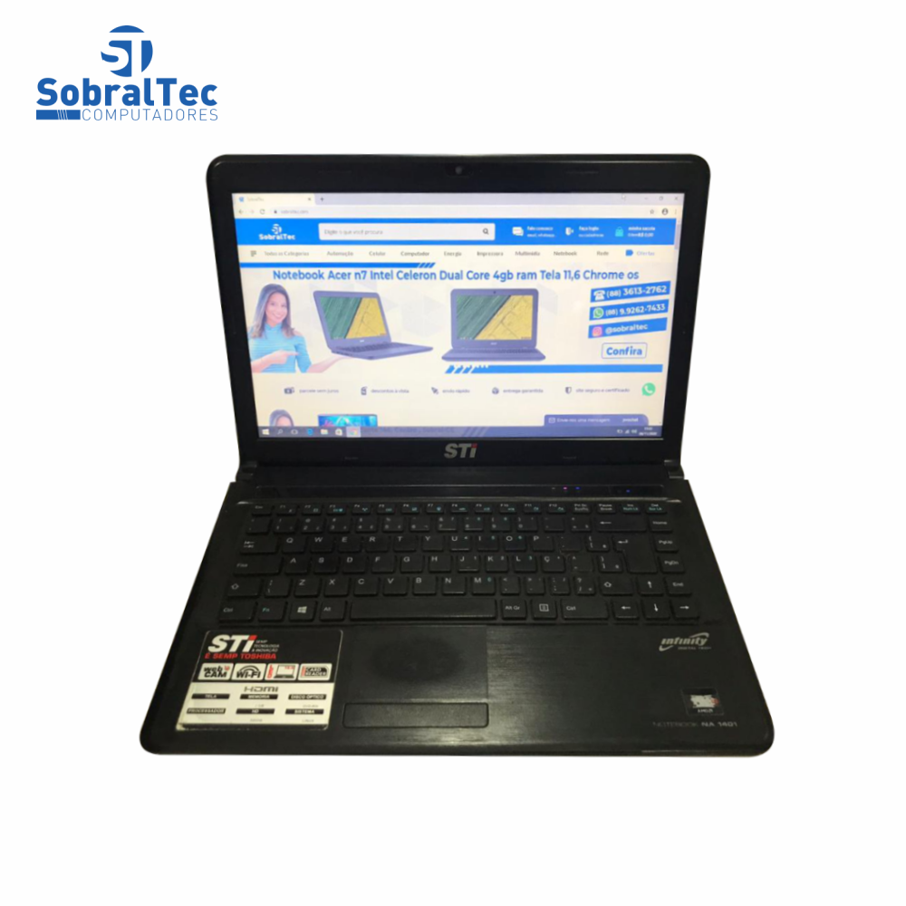 Notebook Semp Toshiba STi Infinity Tela 16:9 6Gb Ram Hd 320Gb AMD Vision Dual Core NA 1401 - USADO