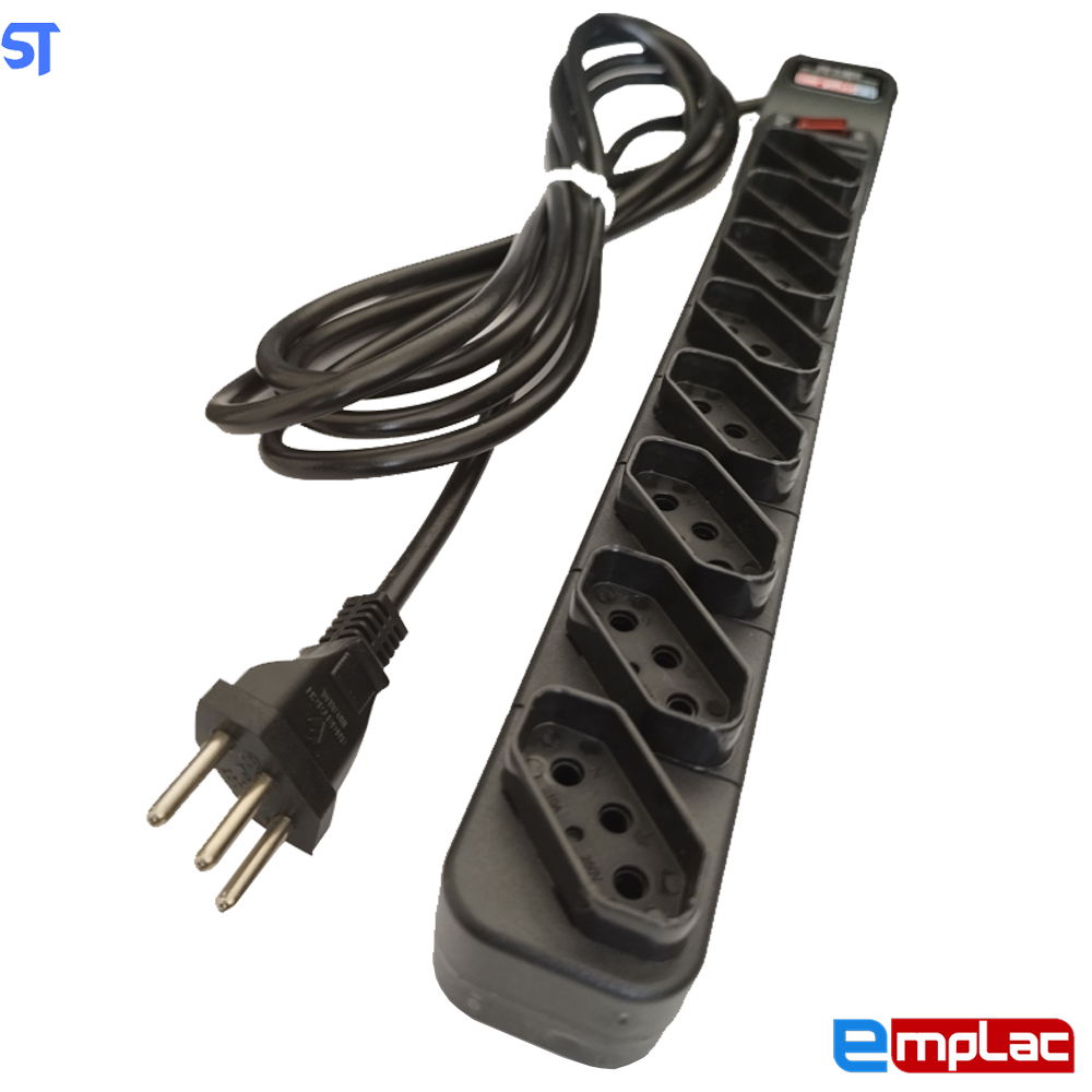 Protetor Eletrico Rearme Premium 8 Tomadas Com Cabo de 3 Metros -Emplac