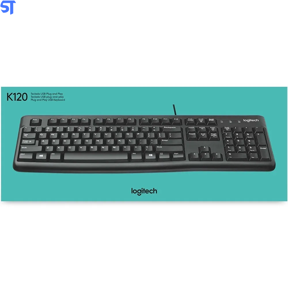 Teclado USB Logitech K120 Plug And Play ABNT2 Preto