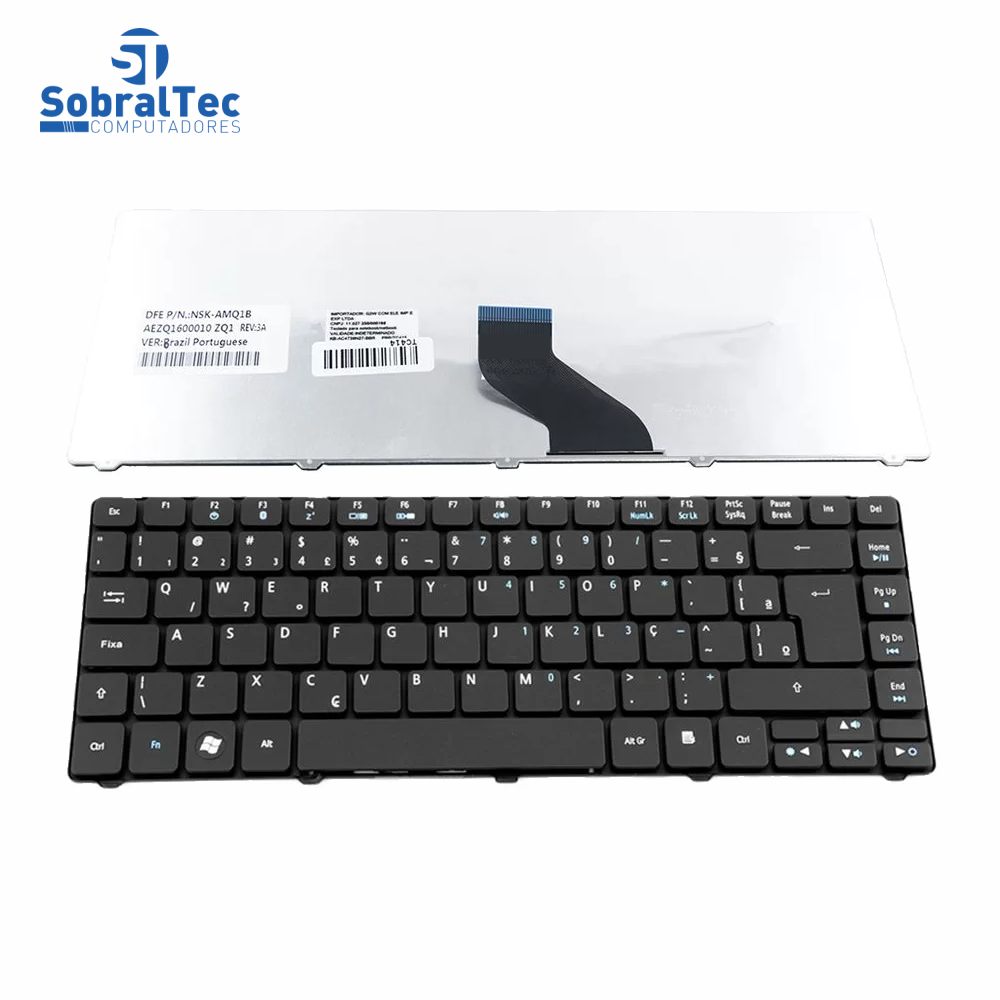 Teclado Notebook Compativel Com Acer Aspire 3810 3810T 4810 4810T - Preto- Br - F3 Bluetooth
