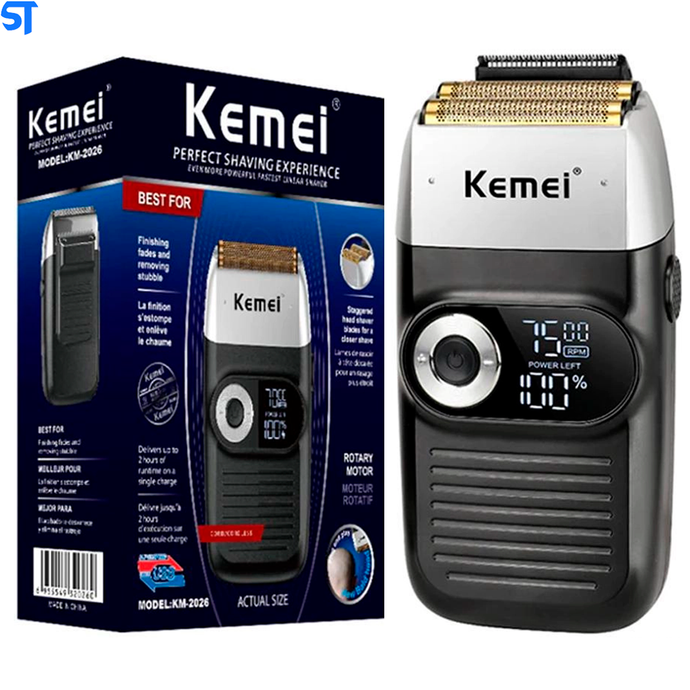 Barbeador Elétrico Masculino Á Prova D'água Remoção de Pelos Kemei 1400 mAh- KM-2026-Beard