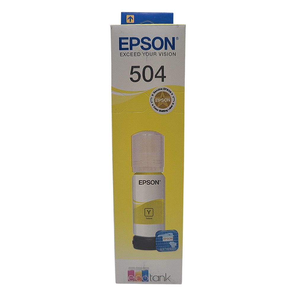 Refil de Tinta Epson Amarelo 504 T504 Para Ecotank 70Ml L4150 / L4160 / L4260 / L6171 / L6161 / L6191