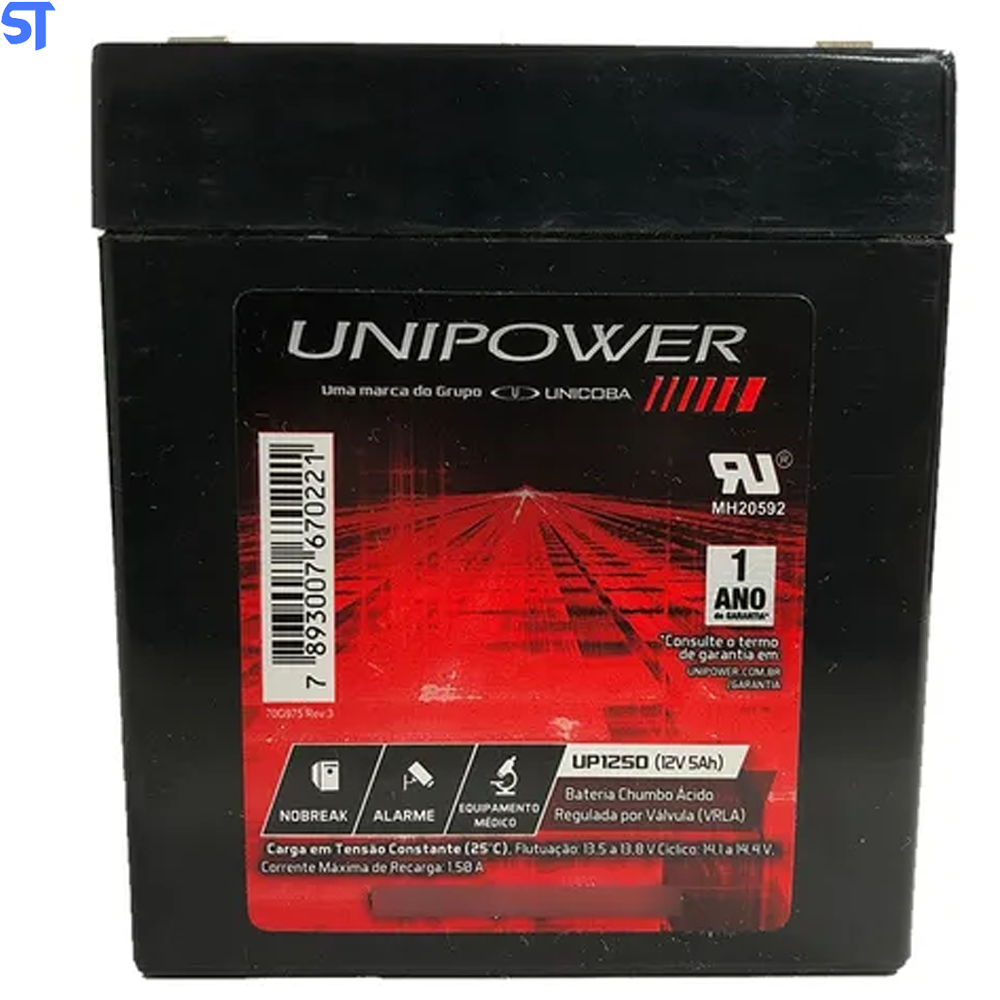 Bateria Selada Para Nobreak 12v 5Ah UP1250 Unipower