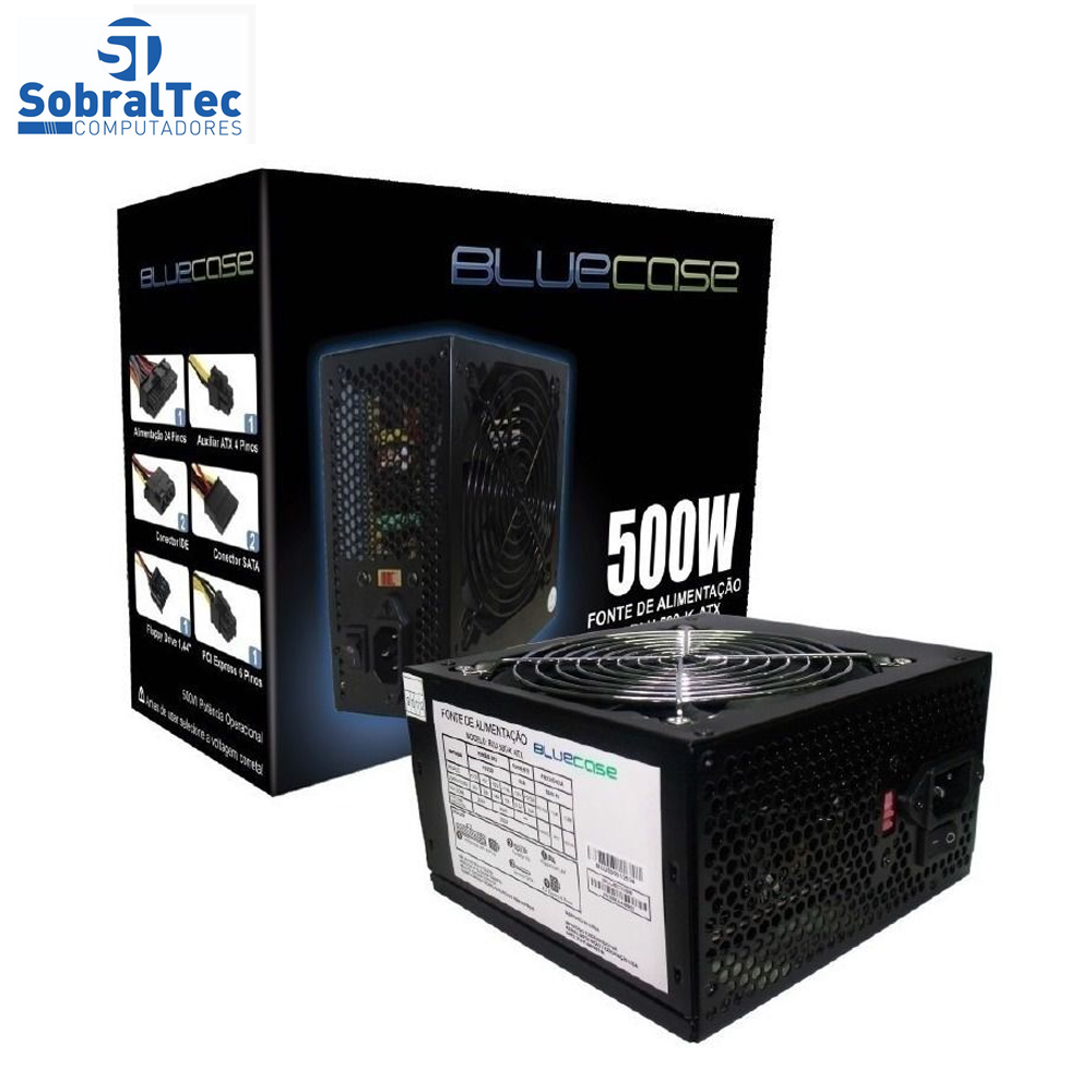 Fonte de Alimentacao 500W Com Cabo Com Caixa (Blu500-e Atx) - Bluecase