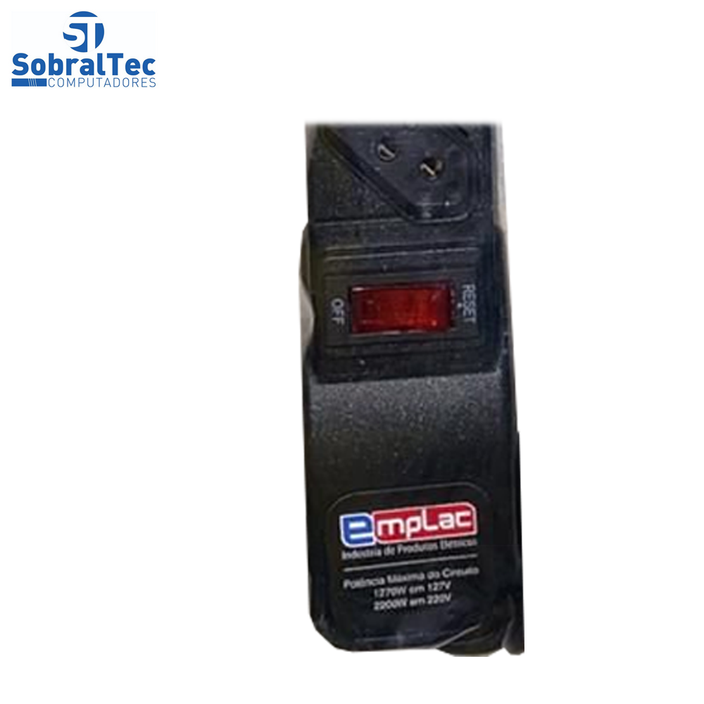 Protetor Eletrico Rearme Premium 5 Tomadas Com Cabo de 3 Metros - Emplac
