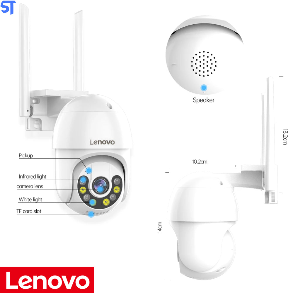 Câmera De Segurança IP Wi-Fi 3MP 5G Externa 4x zoom digital Áudio CCTV Visão Noturna - Lenovo