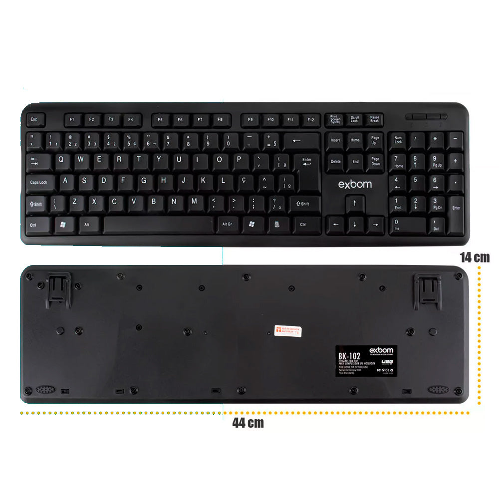 Teclado USB Standard ABNT2 Padrão Brasileiro EXBOM-BK-102
