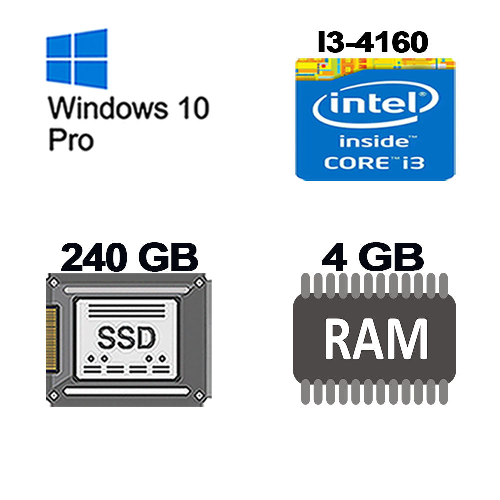 Computador Core i3 4160,SSD 240GB, Memória 4GB DDR3, GaB MT32BK, Windows, Mouse Pad Brinde