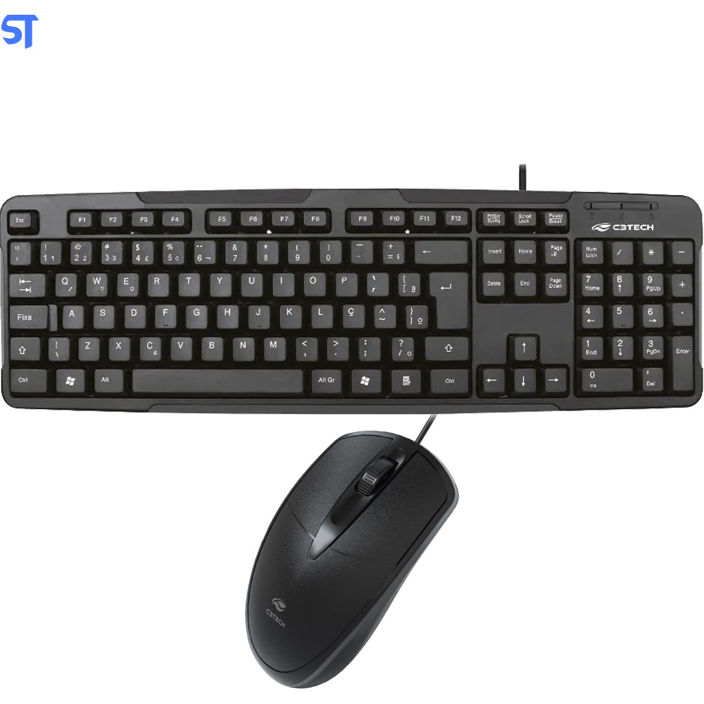 Kit Teclado e Mouse USB (KB-15BK 1000 DPi  Com MS-31BK ABNT2   ) C3Plus