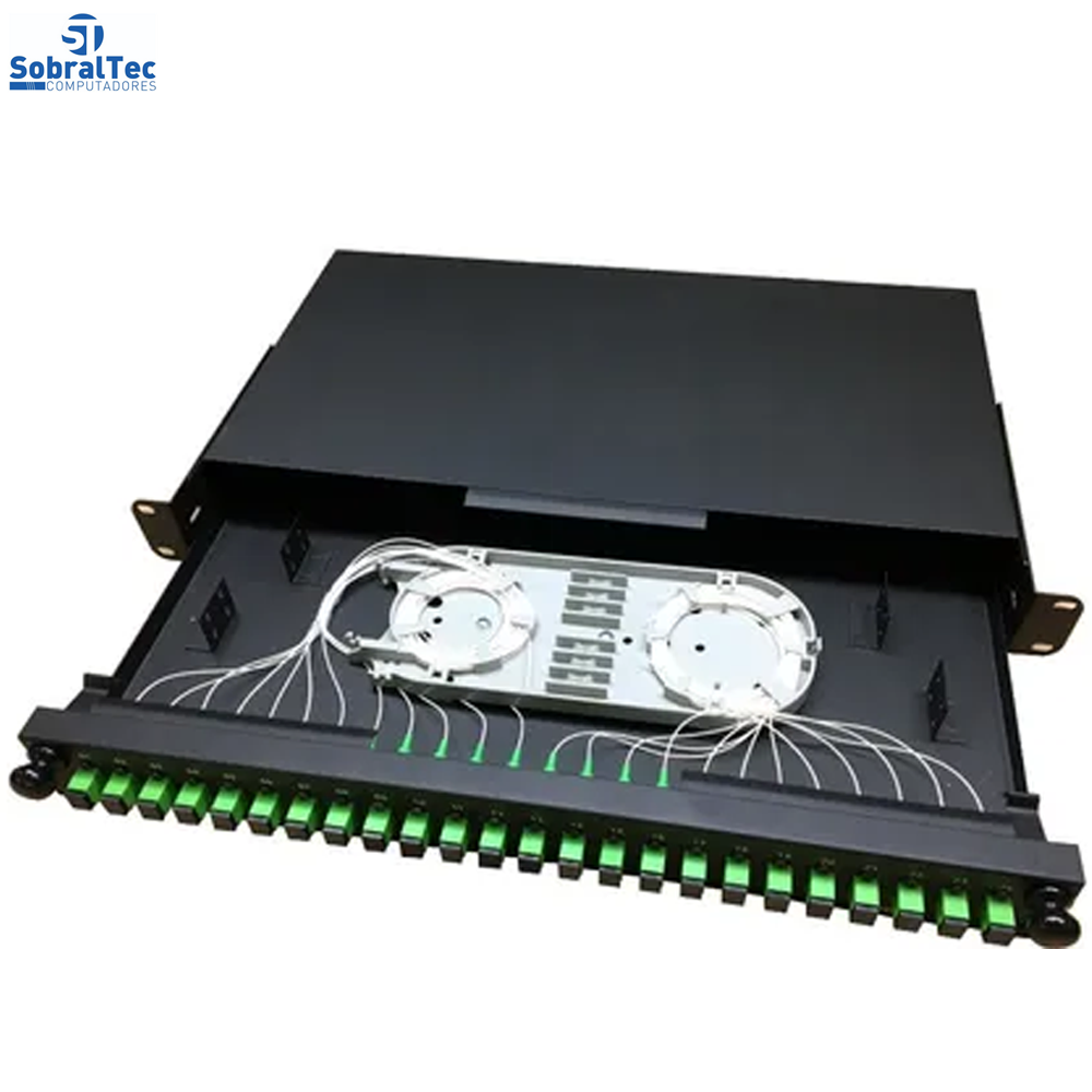 Distribuidor Optico Dio 24 Fibras Com Bandeja E Painel Para Rack