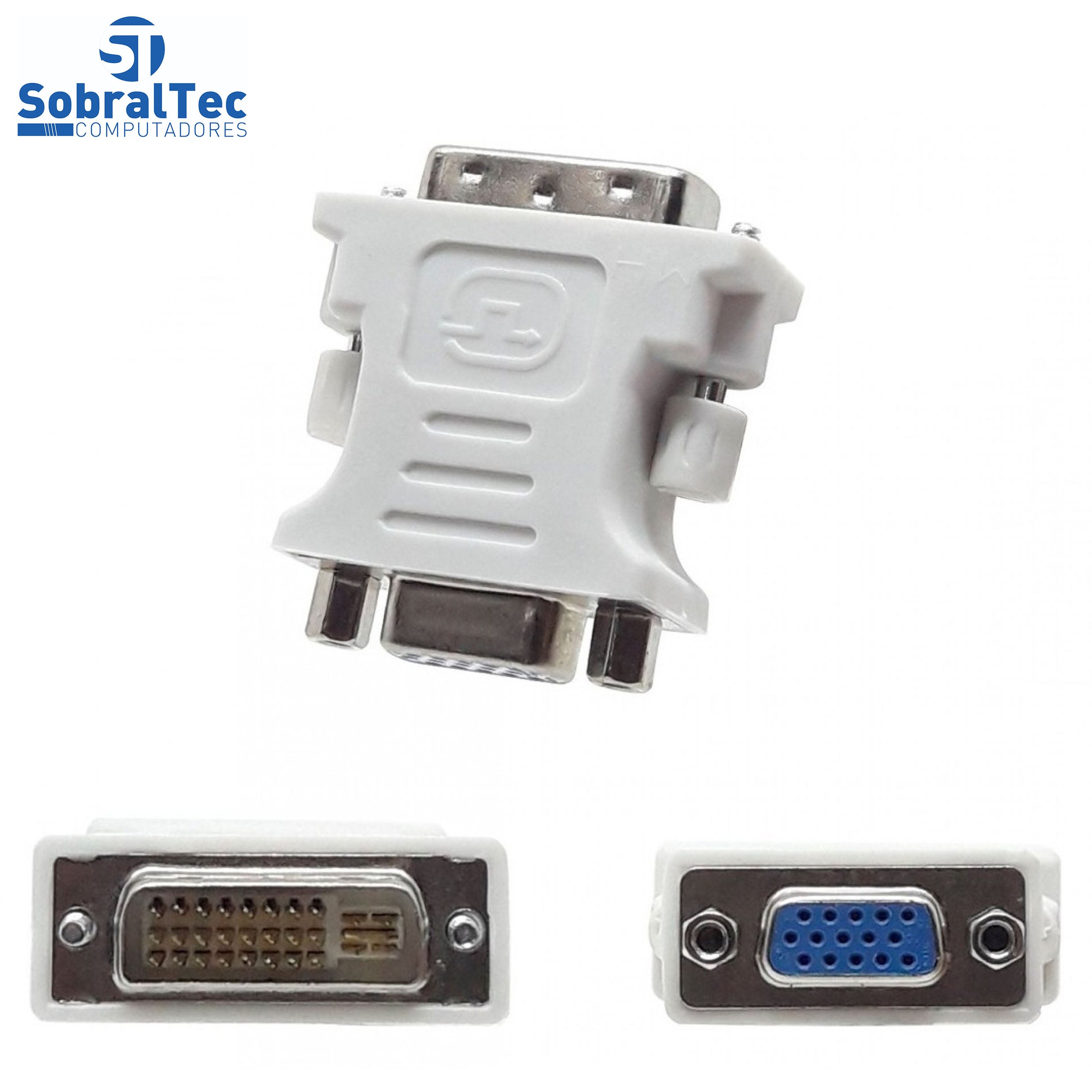 Conversor DVI 24+1 Macho Para VGA Fêmea Branco