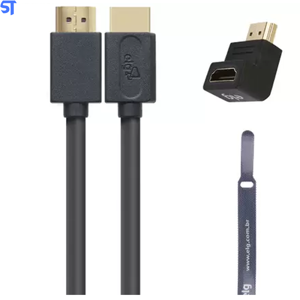 Cabo HDMI 4K 2.0v 1,8m HS18L - 19 Pinos Adaptador 90 ELG