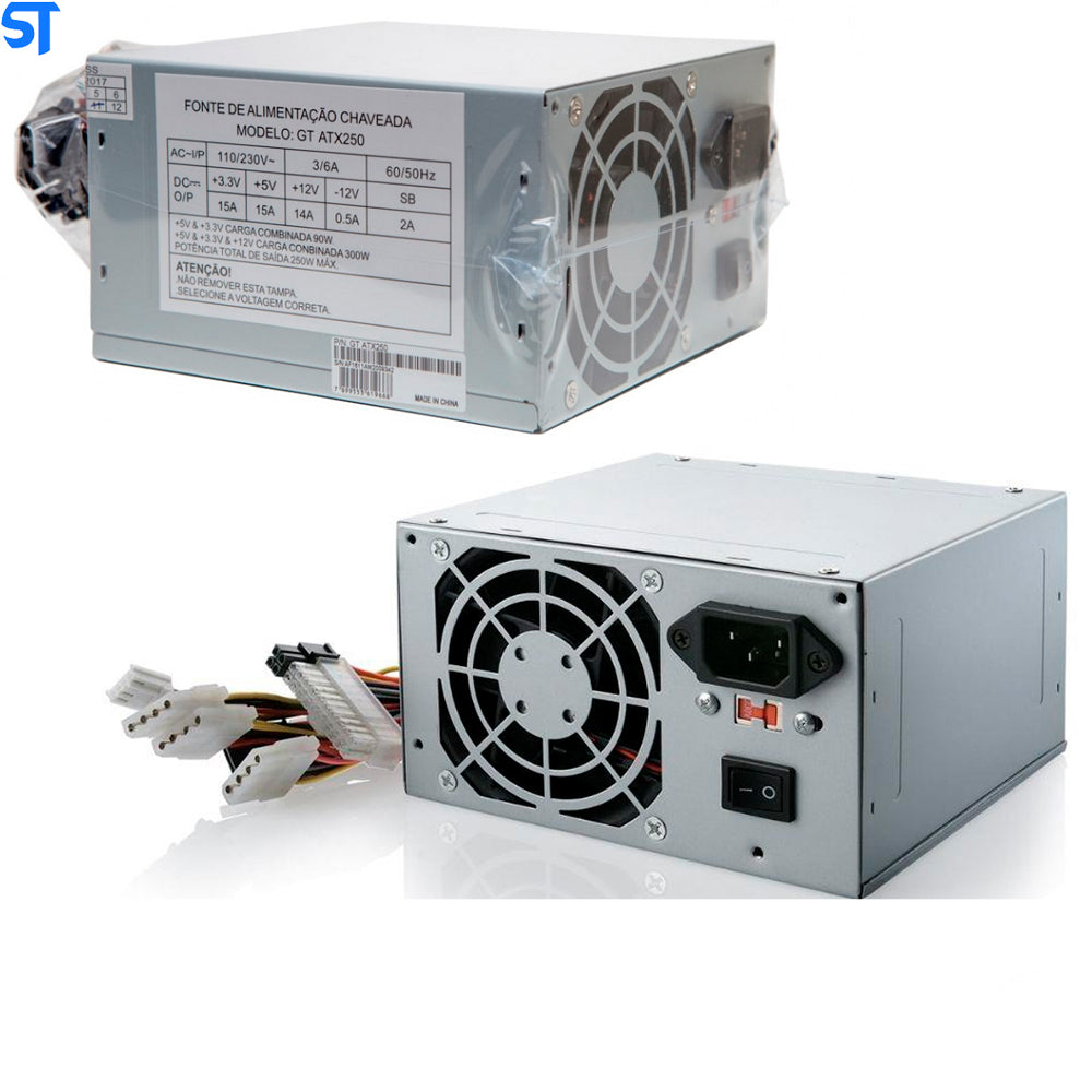 Fonte de Alimentação ATX Goldentec 250W Real (GT ATX250) S/Cabo