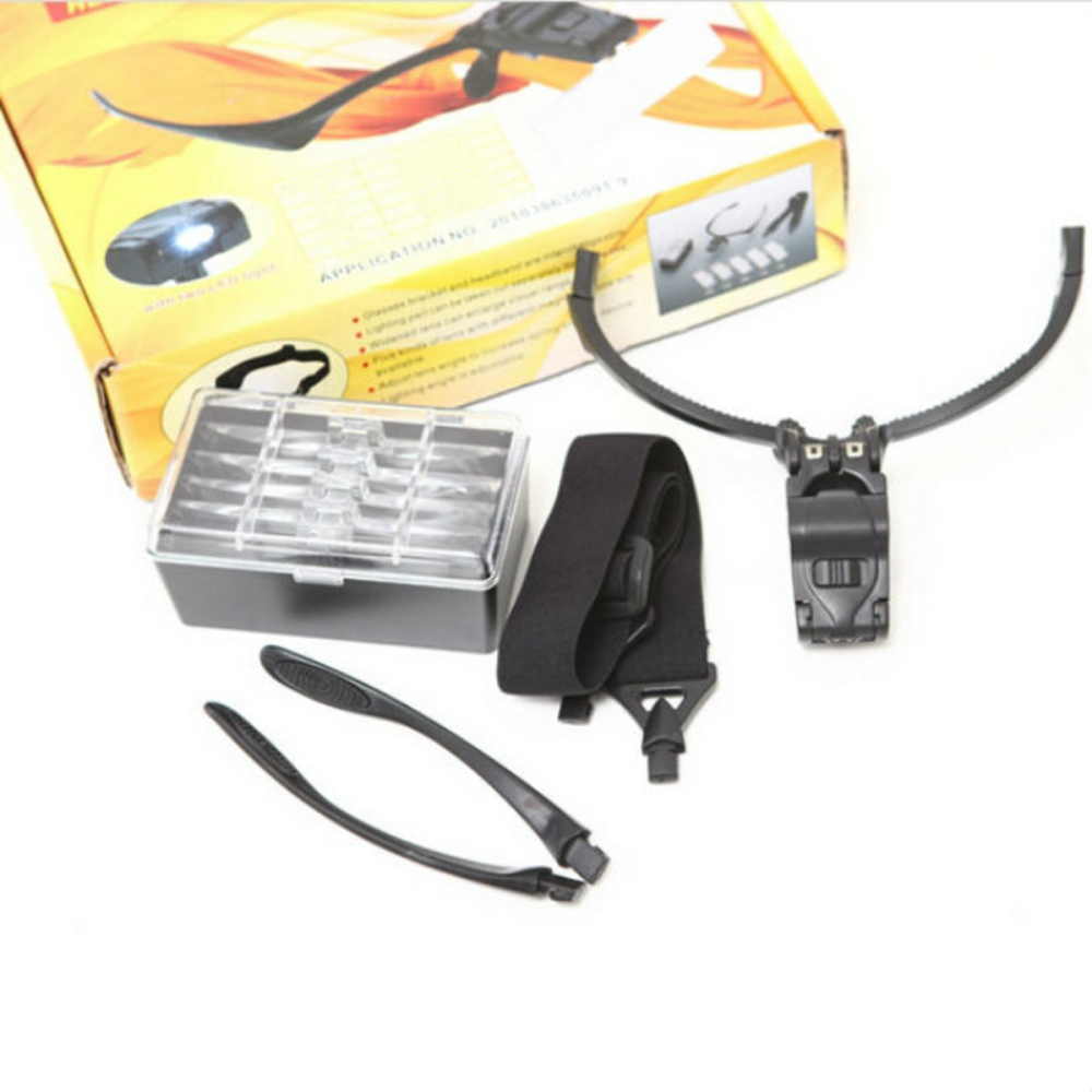 Óculos Lupas Trocavéis De 1.0x Até 3.5x Com 2 Leds 9892B