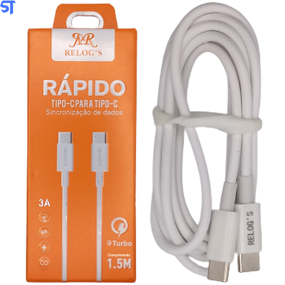 Cabo USB Tipo C para Tipo C 3A 1,50MT Relog´s