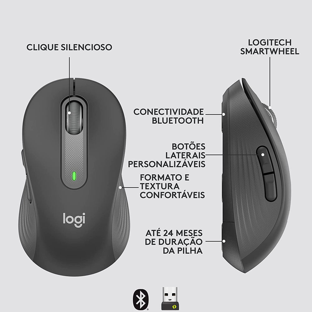 Mouse Sem Fio Logitech Signature M650 L