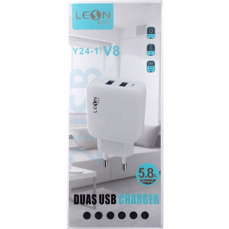 Carregador Turbo 5.8a Leon gts y24-1 Micro Usb V8
