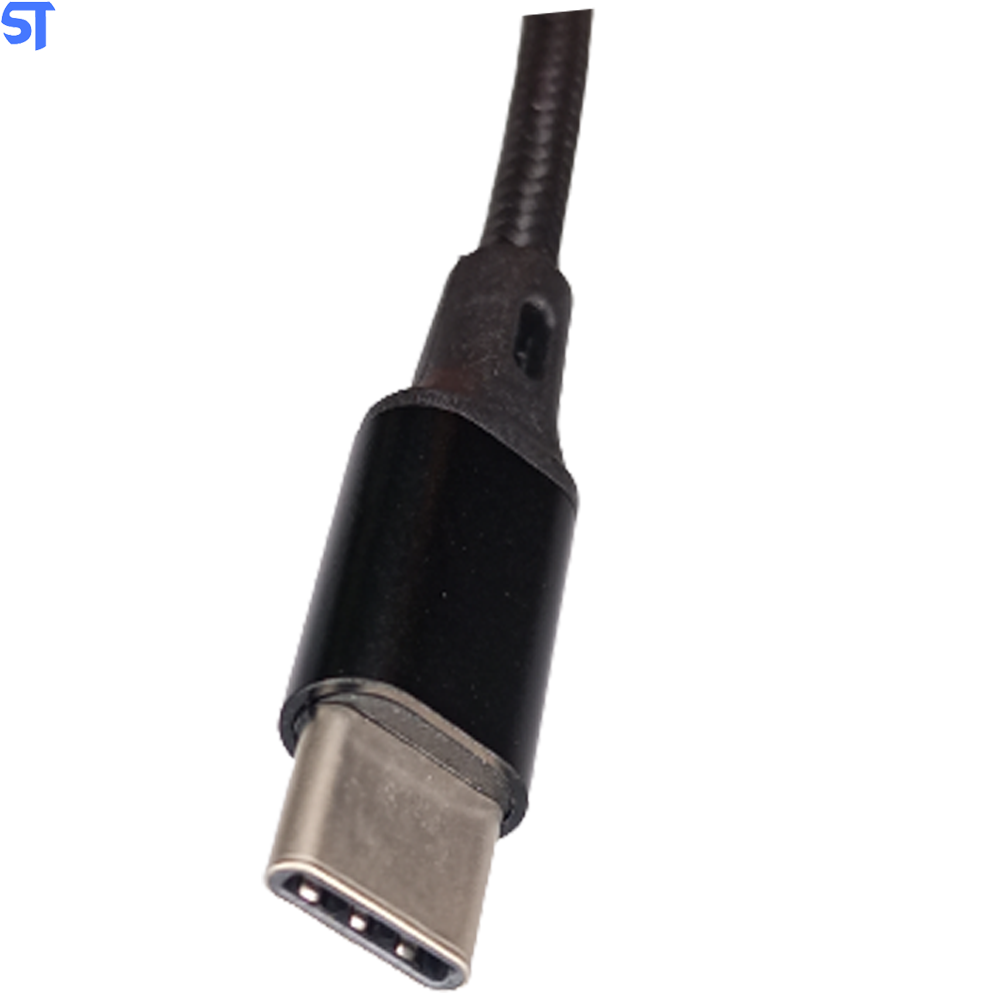 Cabo Tipo C Trançado Em Nylon Tubo  1 Metro Inova Preto