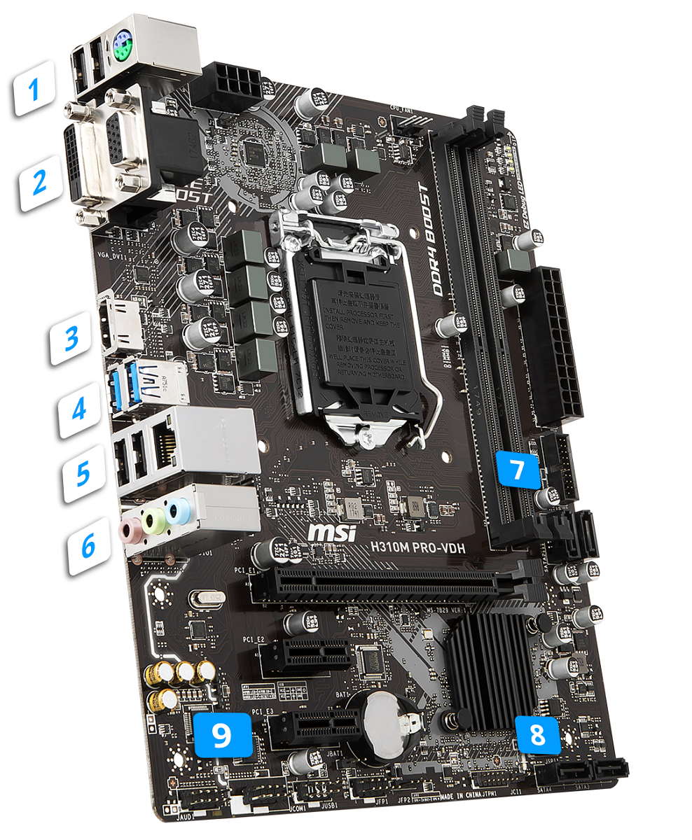 Placa Mãe Msi H310m Pro-Vdh Intel 1151 Ddr4 Chipset H310