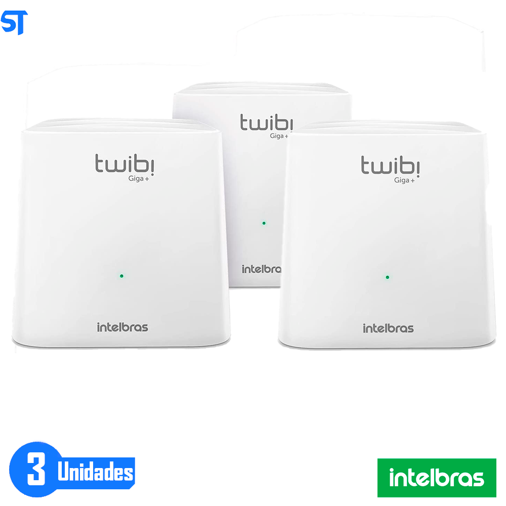 Kit Roteador 3 Wi-Fi Mesh Intelbras 3 Unidades Twibi Giga+ AC1200 Dual Band Branco