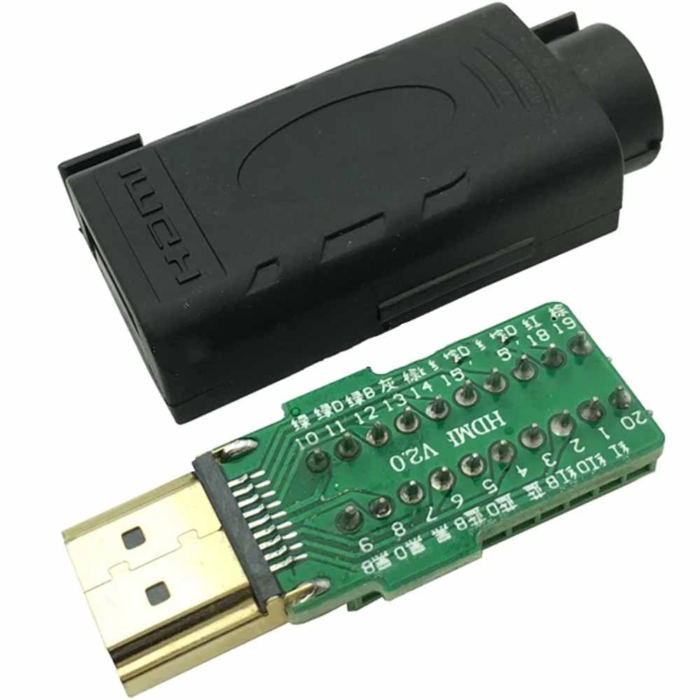 Plug Jack HDMI Fast Click Gold 19 pinos 1.6mm Banhado a Ouro