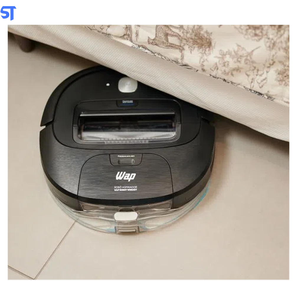 Aspirador de Pó Robô WAP ROBOT WSMART Bivolt Automático Autorrecarga -Varre Aspira Passa Pano- Agenda horário de Limpeza