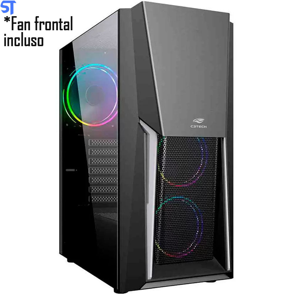 Gabinete Gamer C3Tech MT-G670SBK Mid Tower RGB com FAN Lateral em Vidro - MT-G670SBK