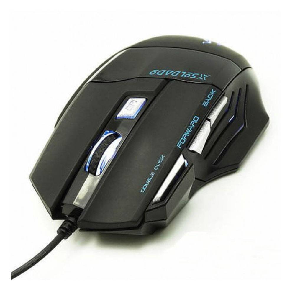 Mouse Gamer Soldado 3000dpi USB Gm-700 Preto 7 Cores Luz De Led Metal
