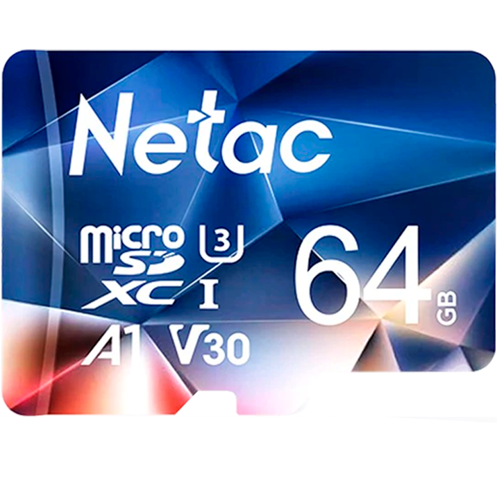 Cartão Micro SDXC 64Gb Classe 10 U3 A1- V30- 100Mb/s De Leitura Com Adaptador Netac