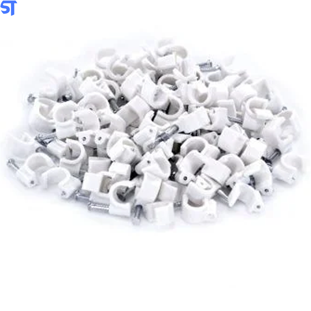 Pacote Fixa Fio Coaxial 7 Branco Com Prego 2,5x25 Com 20 Peças
