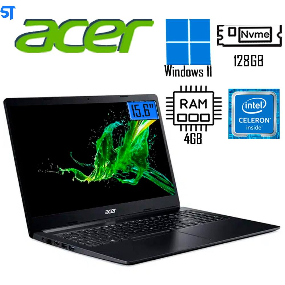 Notebook Acer Aspire 3, Intel Celeron N4020, 4GB, 128GB SSD NVMe, 15,6