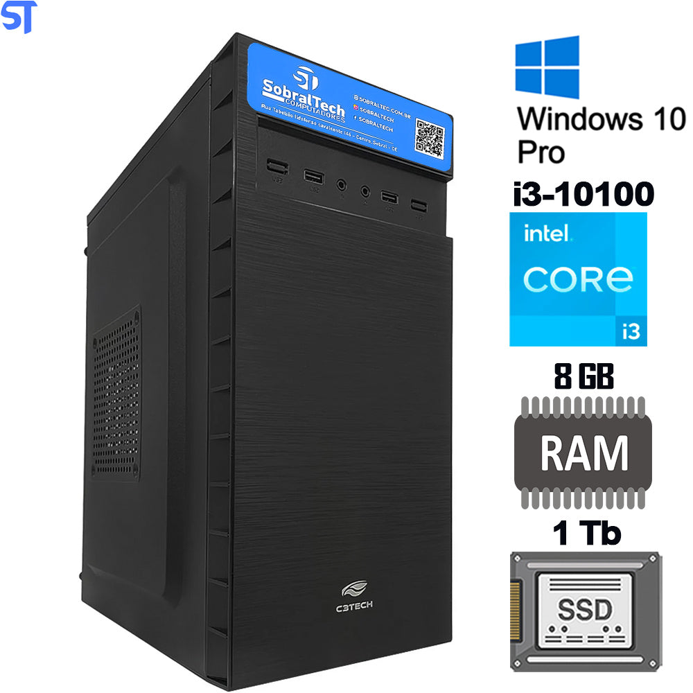 Computador Core I3-10100 3,6Ghz, SSD-1TB Memoria-DDR4-8GB Windows 10