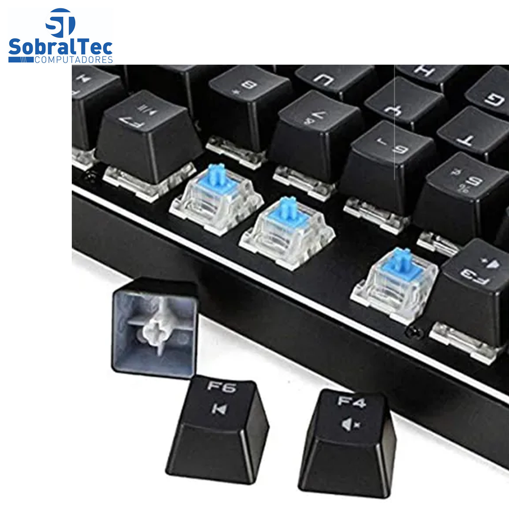 Teclado Gamer Usb Semi Mecânico Knup Kp-2046 Qwerty Portugues Brasil Com 12 Modos de Iluminação R