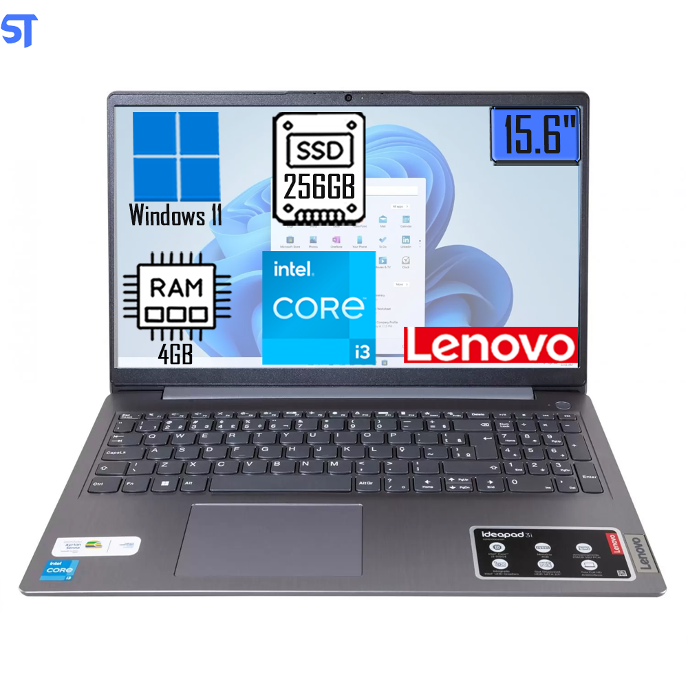 Notebook Lenovo IdeaPad 3i Core i3-1115G4 4GB-SSD 256GB  Intel UHD Graphics Windows 11 15.6