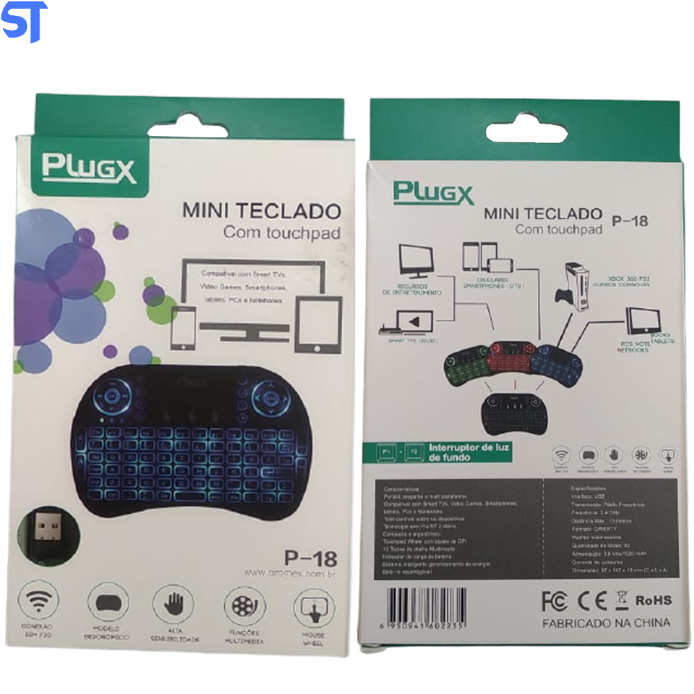 Mini Teclado Com Touchpad Plugx P-18