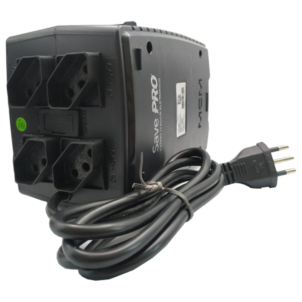 Estabilizador 500VA MCM Save Pro 2.0 Novo Gabinete Bivolt/115V - Preto
